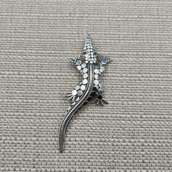 Sterling Silver Large Lizard Animal Reptile Pin Brooch B848 - Picture 2 of 7